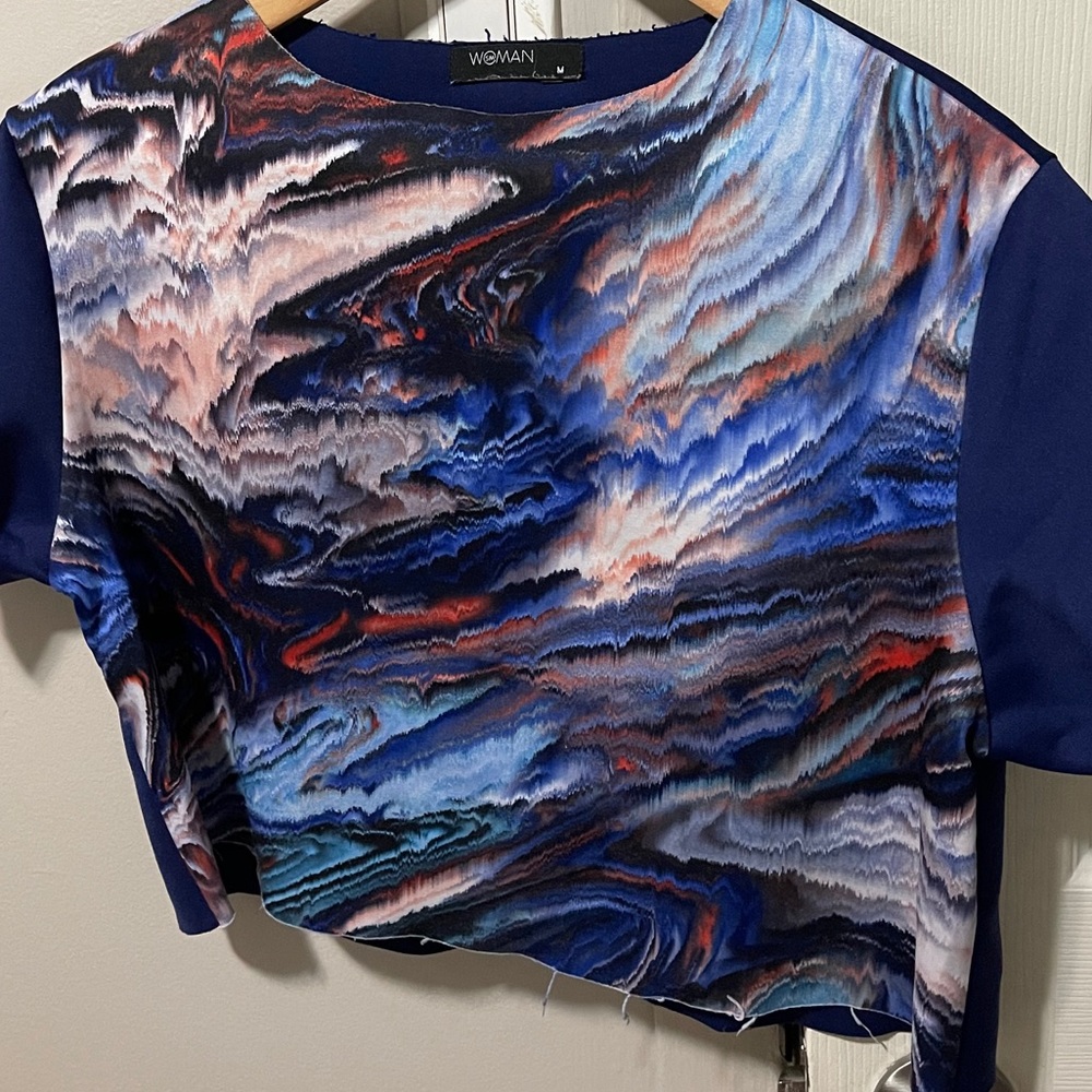Blue marble crop top